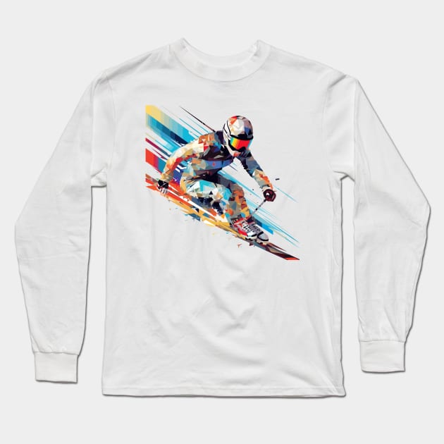 Alpin Ski Sport Game Champion Competition Abstract Long Sleeve T-Shirt by Cubebox